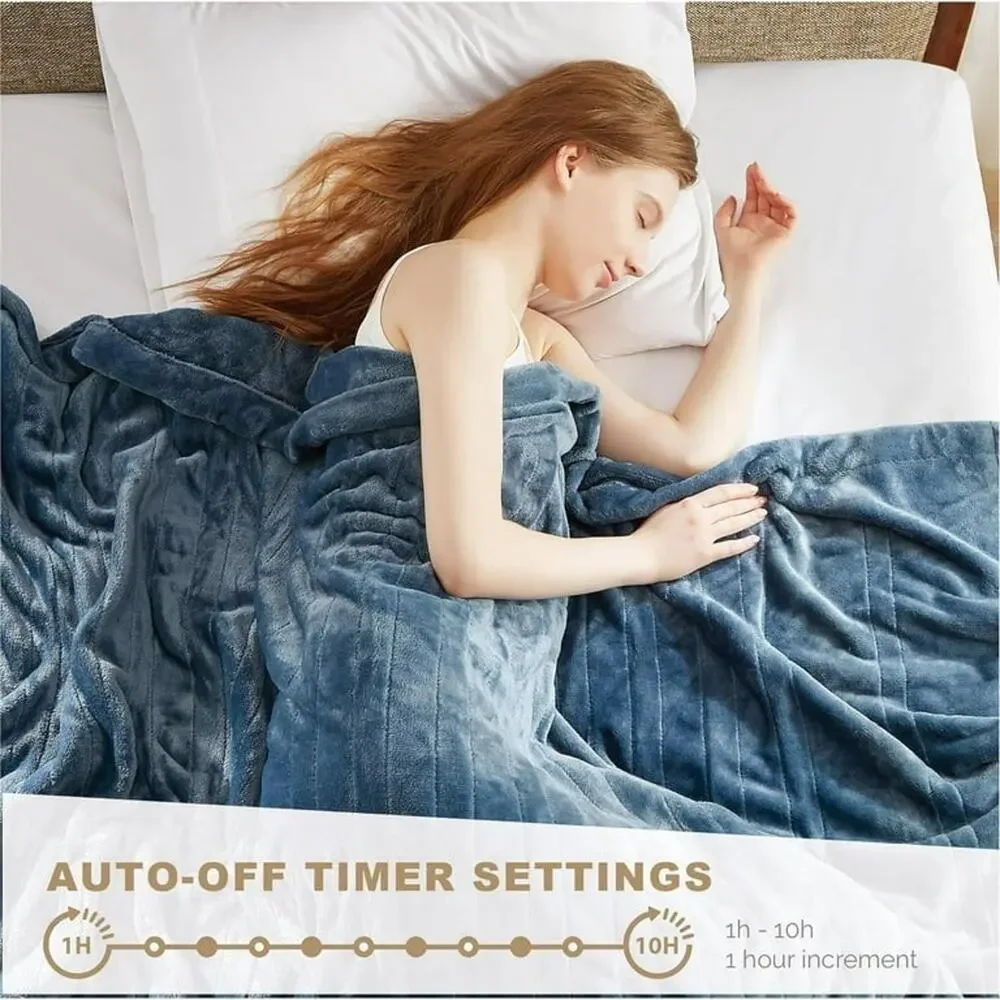 Degrees of Comfort Electric Fleece Heated Blanket King, Controller, Blue 100x90